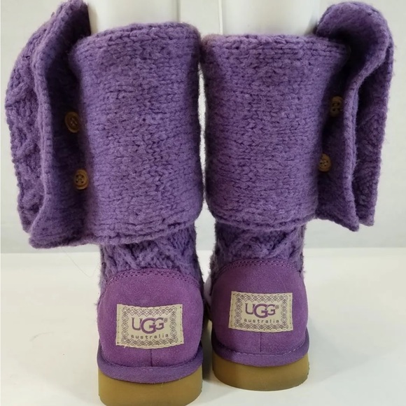 UGG Women's Lattice Cardy 3066 Purple Round Toe Knee High Snow Boots Size 5 - Picture 3 of 6